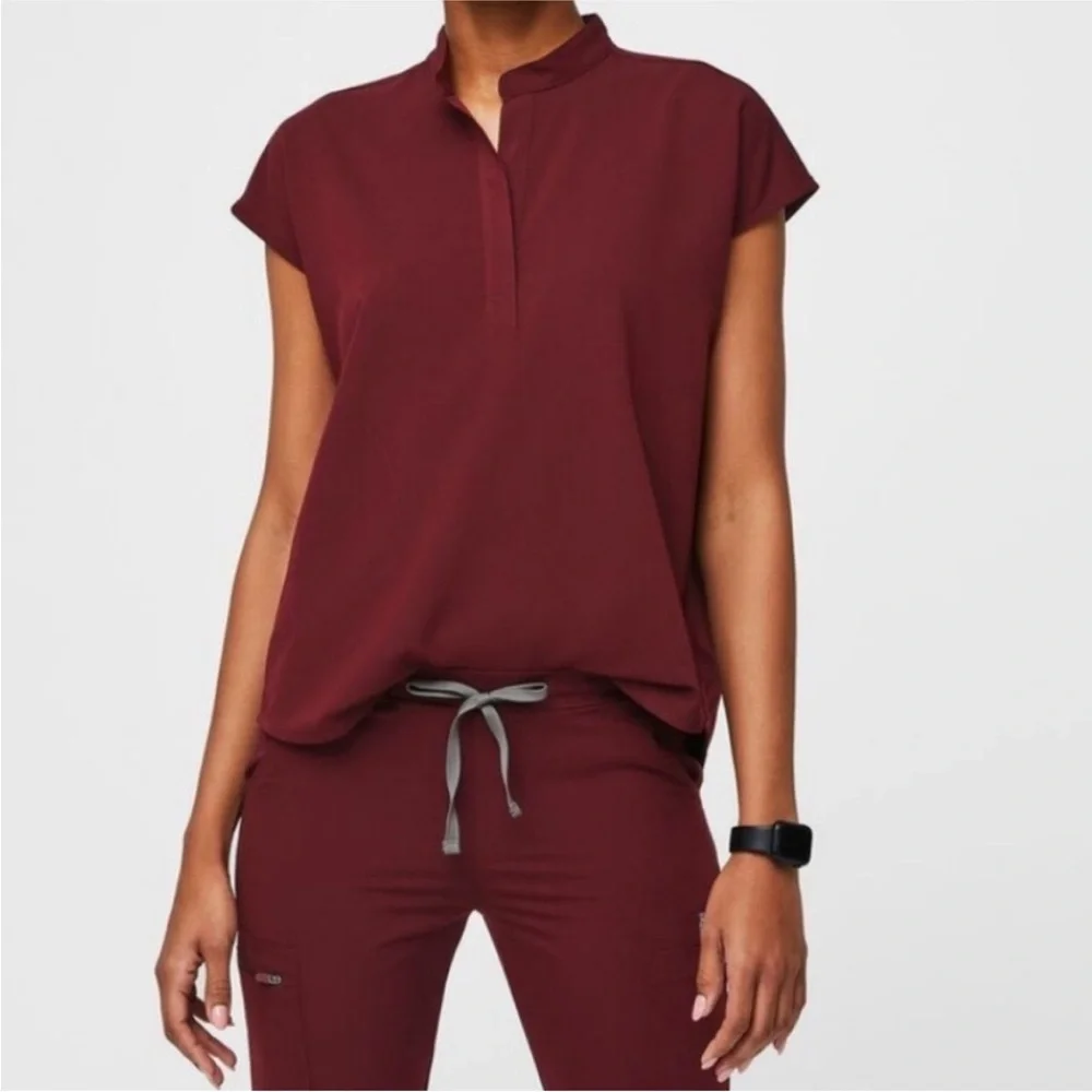 Figs Rafaela Technical Collections Oversized Scrub Top Maroon Large NWT - Picture 1 of 10